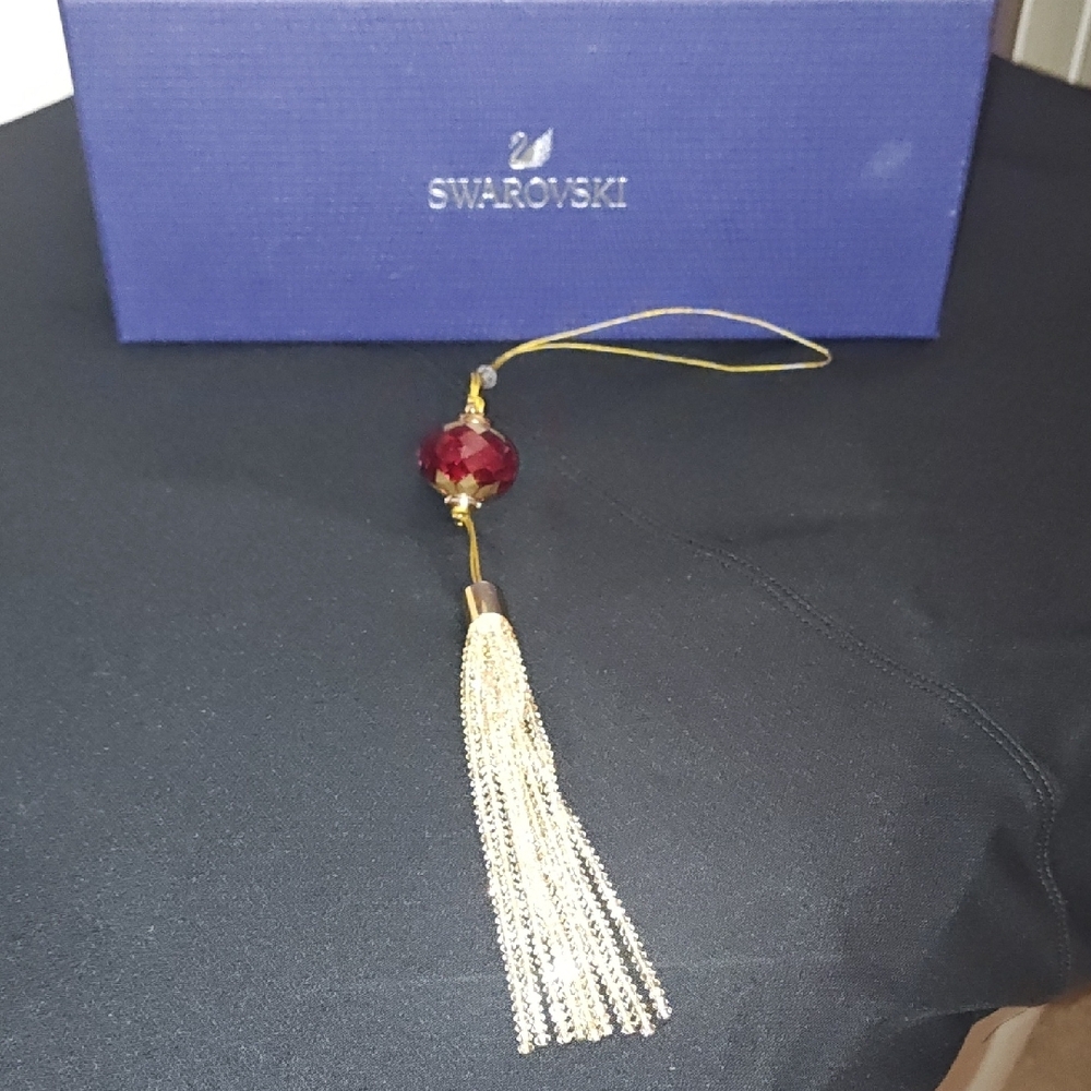 Swarovski Red Crystal Ornament with Gold Tassel